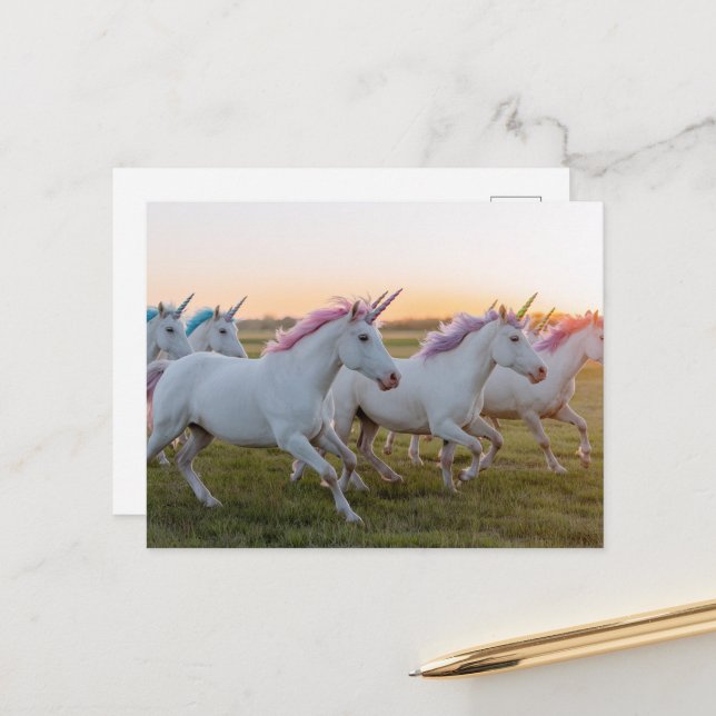 A Field of Unicorns Postcard (Front/Back In Situ)