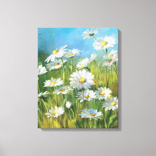 A Field of White Daisies Canvas Print (Front)