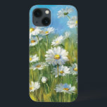 A Field of White Daisies iPhone 13 Case<br><div class="desc">© Danhui Nai / Wild Apple.  An image of a field of white daisies and tall grass. A clear blue sky can be viewed in the background.</div>