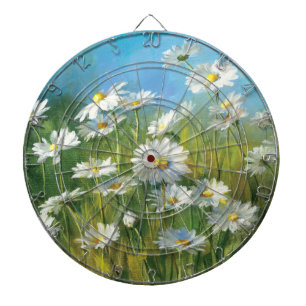 A Field of White Daisies Dart Board