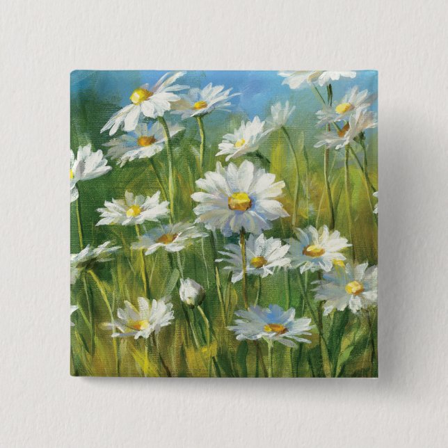 A Field of White Daisies Pinback Button (Front)