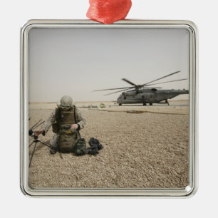 A field radio operator metal ornament