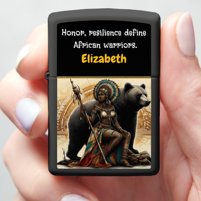 A fierce warrior queen commands nature's power zippo lighter (In Hand)