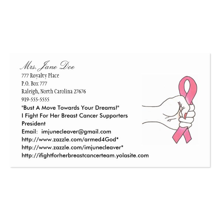 A Fight For Her Logo1, Mrs. Jane Doe, 777 RoyalBusiness Card Template