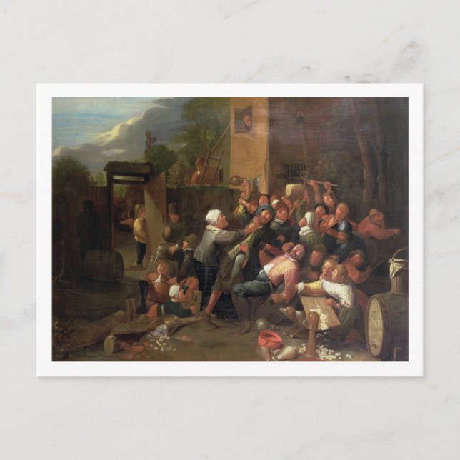 A Fight Outside a Tavern Postcard (Front)