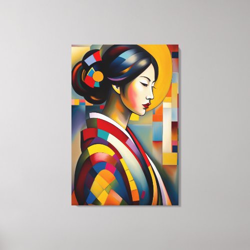 A figure of a Japanese Woman   Abstract Art Canvas Print