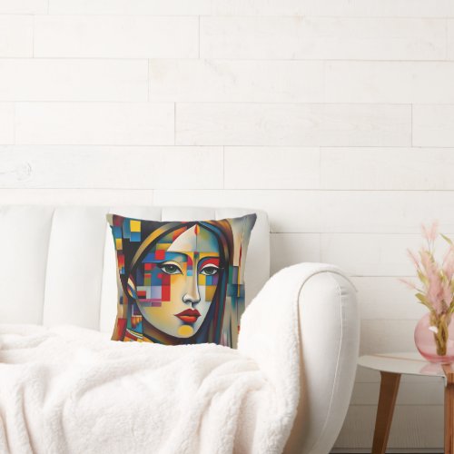A figure of a Japanese Woman   Abstract Art Throw Pillow
