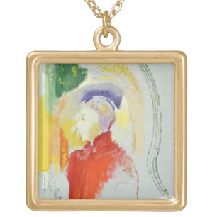 A Figure (w/c on paper) Gold Plated Necklace