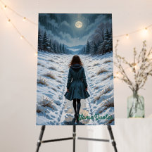 A Figure Walking Through a Snowy Forest