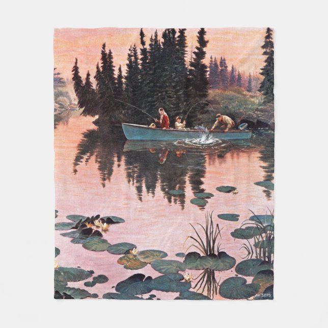 A Fine Catch by John Clymer Fleece Blanket (Front)