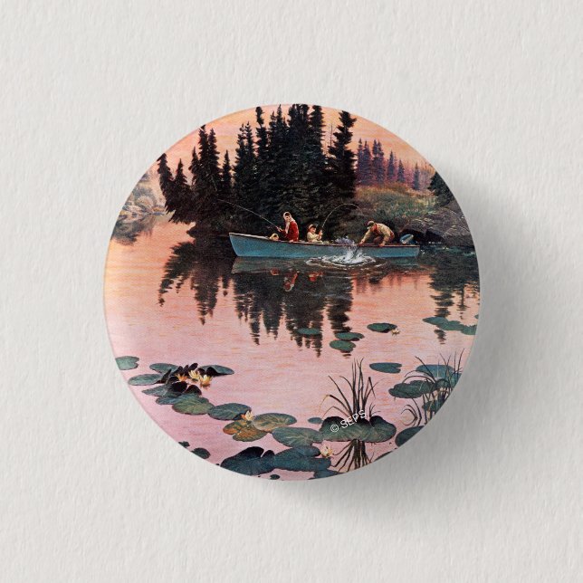 A Fine Catch by John Clymer Pinback Button (Front)