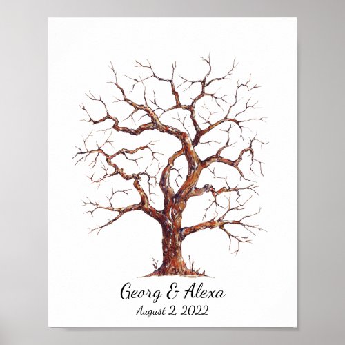 A Fingerprint Guestbook Tree Oil Painting for Your