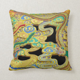 A Firebird and Dragon Guard the Gate on a Throw Pillow