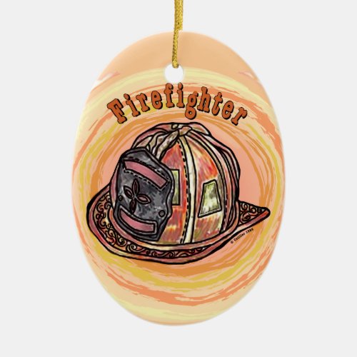 A Firefighter Helmet Ceramic Ornament