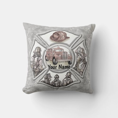 A Firefighter Maltese Cross Throw Pillow