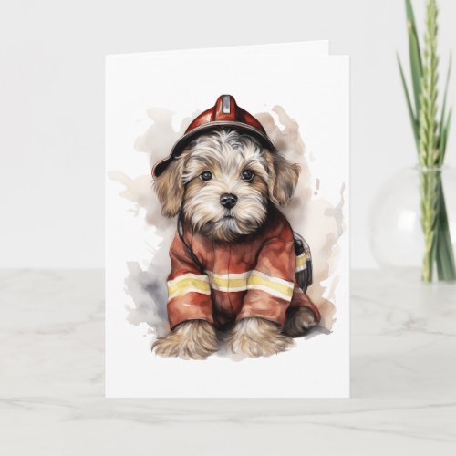 A Firefighterâs Best Friend Dog Fireman Outfit  Card