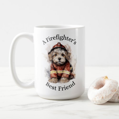 A Firefighterâs Best Friend Dog Fireman Outfit Coffee Mug