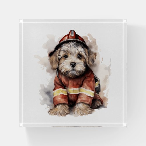 A Firefighterâs Best Friend Dog Fireman Outfit Paperweight