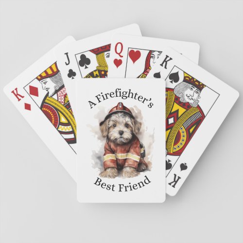 A Firefighterâs Best Friend Dog Fireman Outfit Playing Cards