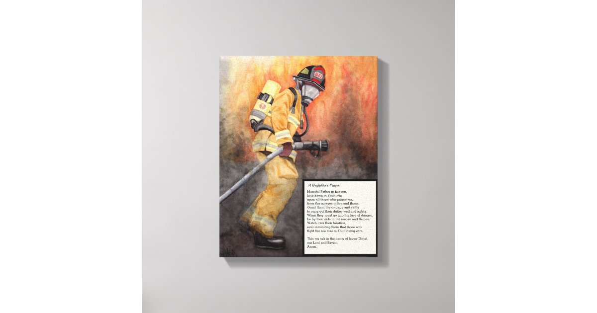 A Firefighter's Prayer Canvas Art | Zazzle