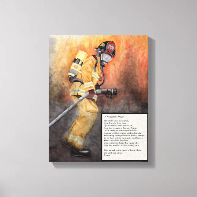 A Firefighter's Prayer Canvas Art | Zazzle