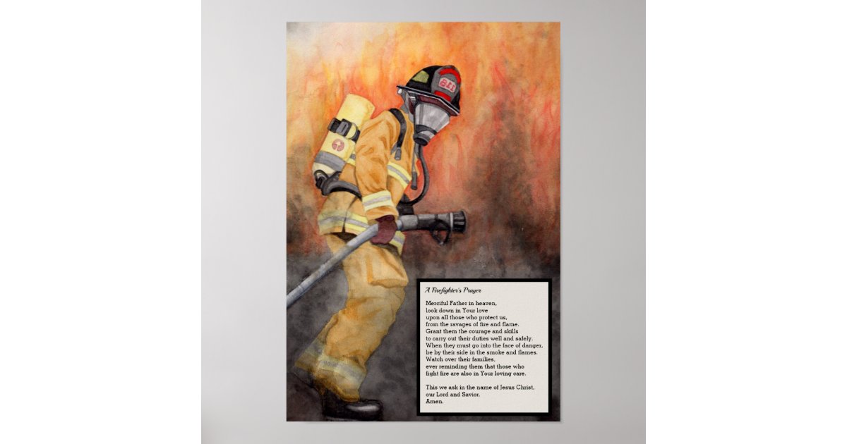 A Firefighters Prayer Poster Art Piece Fireman | Zazzle