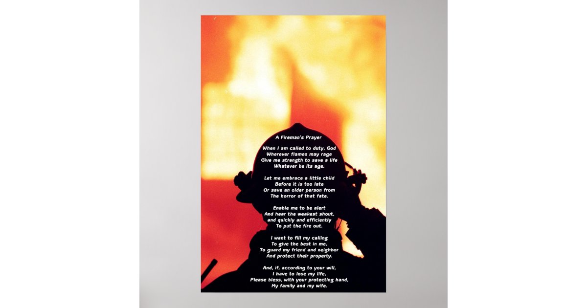 A Fireman's Prayer Poster | Zazzle