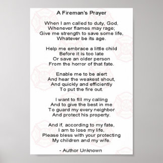 A firemans prayer poster