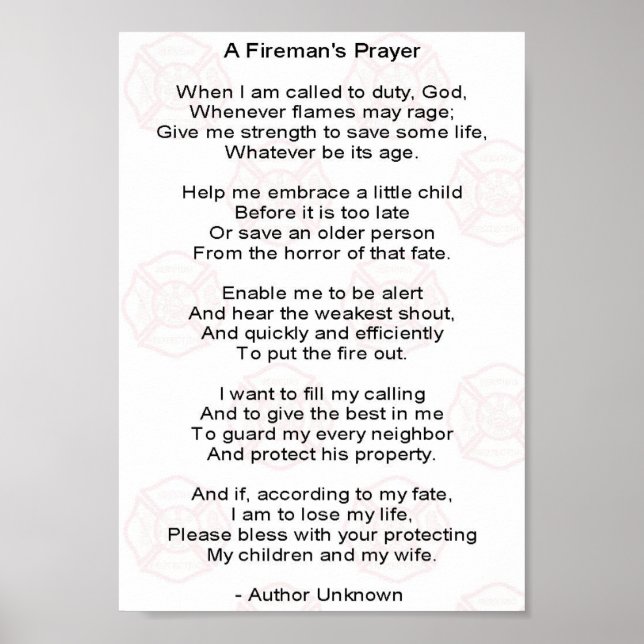 A firemans prayer poster (Front)