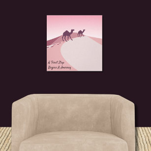 A First Step Begins A Journey, Desert Pink Art  Canvas Print