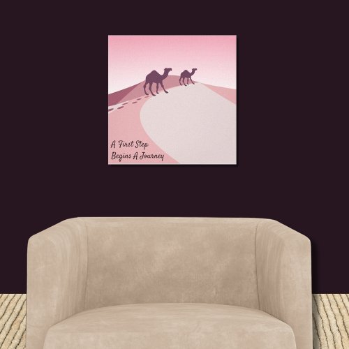 A First Step Begins A Journey Desert Pink Art  Canvas Print