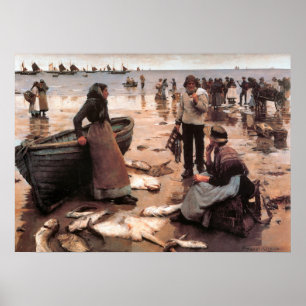 A Fish Sale on a Cornish Beach 1885 Poster