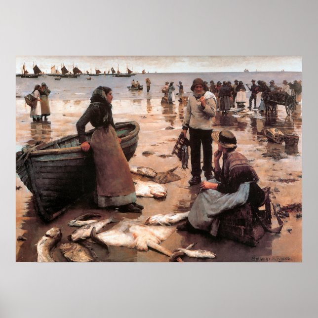 A Fish Sale on a Cornish Beach 1885 Poster (Front)