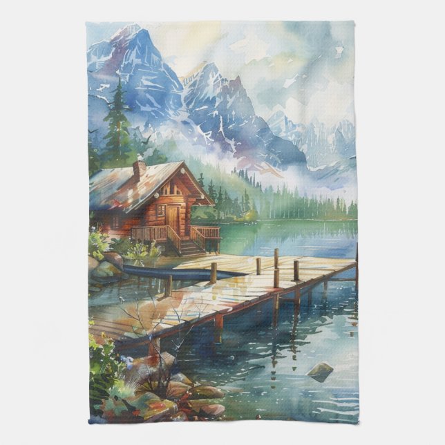 A Fishing Hose On The Lake Kitchen Towel (Vertical)