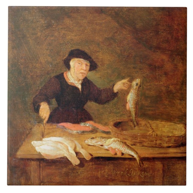 A Fishmonger, c.1667 (oil on panel) Ceramic Tile (Front)