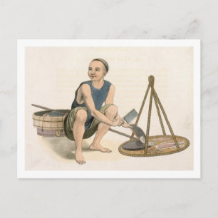 A Fishmonger, plate 39 from 'The Costumes of China Postcard