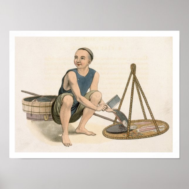 A Fishmonger, plate 39 from 'The Costumes of China Poster (Front)