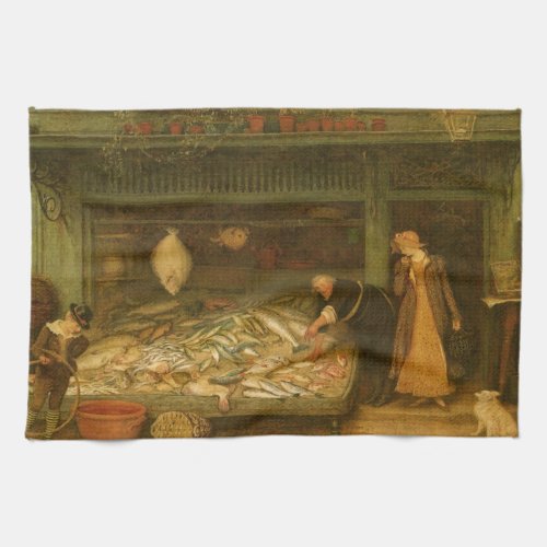 A Fishmongers Shop by Frederick Walker Kitchen Towel