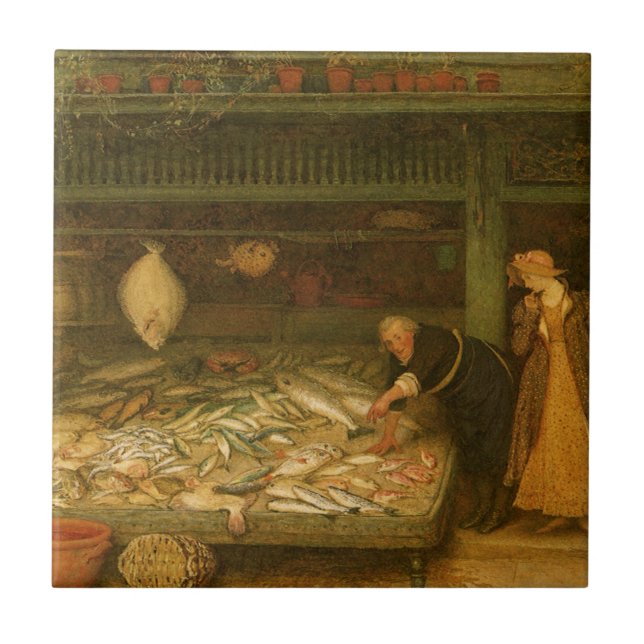 A Fishmonger's Shop by Frederick Walker Tile (Front)