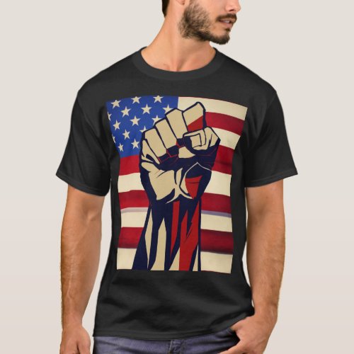 A fist in the shape of a victory sign with a US fl T_Shirt