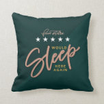 A Five Star Sleep Review Emerald Throw Pillow<br><div class="desc">A humorous addition to a guest room or the comfiest couch in the house! This hilarious throw pillow features a “five star review” for best sleep ever. Review reads “would sleep here again”. Background has emerald green diagonal color blocks and the reverse matches with a set of five stars along...</div>
