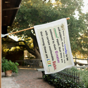 A flag with a pro-life declaration.