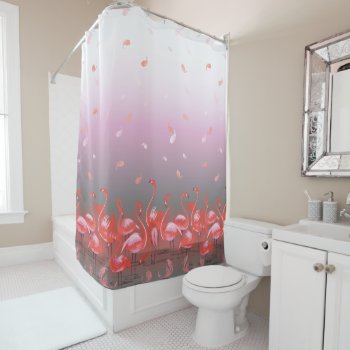 A Flamboyance Of Flamingos Shower Curtain by UTeezSF at Zazzle