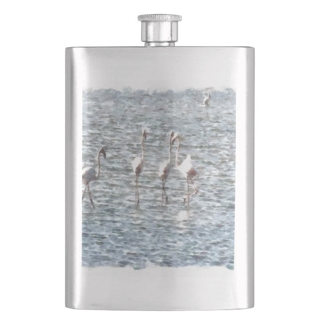 A Flamboyant Pat Of Flamingos Flask (Front)