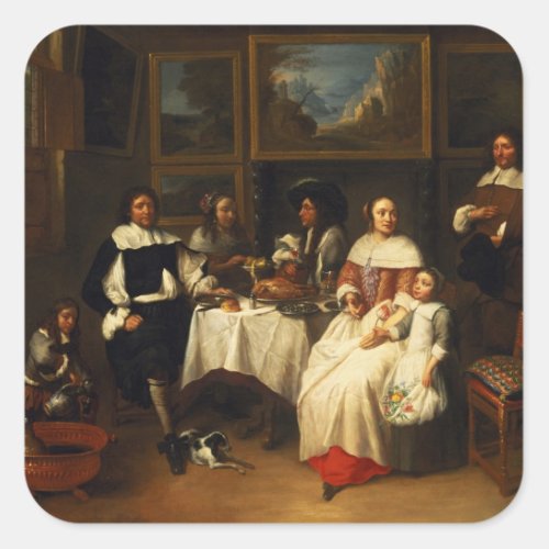 A Flemish Family at Dinner Square Sticker