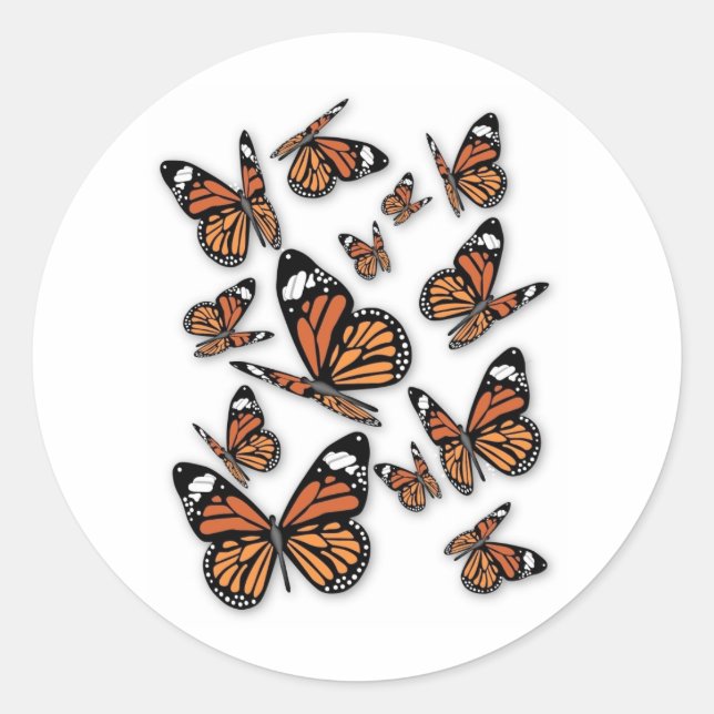 A Flight of Butterflies Classic Round Sticker (Front)