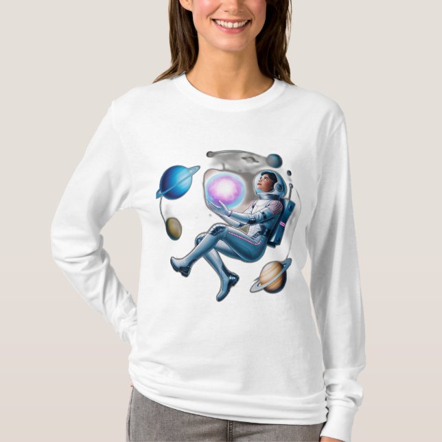 A floating asteroid covered with a tiny village T-Shirt (Front)