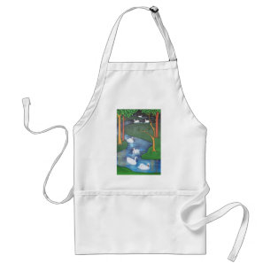 A Flock of Seven Swans-A-Swimming Adult Apron