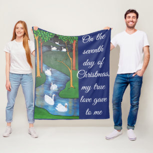 A Flock of Seven Swans-A-Swimming Fleece Blanket