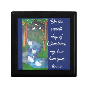 A Flock of Seven Swans-A-Swimming  Gift Box